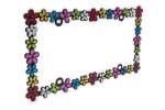 Creathome 3D Shining Daisy Wrenth License Plate Frame from Pure Zinc Alloy Metal Perfect Plate Holder, Matt Black with Colorful Glitter