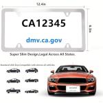 Fashion 4 Holes Slim Polish Mirror License Plate Frames,Stainless Steel License Plate Cover,Weather Proof License Plate Holder(4 Holes Super Slim Silver,2PCS)