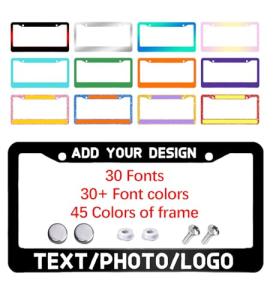 Custom License Plate Frames, Personalized License Plate Frames with Text Logo Image,Customized Aluminum Metal Car Tag Holder Funny Gifts for Women Men, 2 Holes