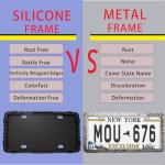 Crossarctic Black Silicone License Plate Frames, 2 Pack License Plate Holder Bracket Without Obstruction, Universal License Plate Cover | Rust-Proof, Anti-Rattle, Weather-Proof for US Car