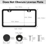 2 Pack License Plate Frames, 2 Holes Matte Black License Plate Frame,Aluminum License Plate Holder with Free Screws Fasteners Caps and Tool