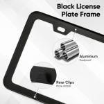 2 Pack License Plate Frames, 2 Holes Matte Black License Plate Frame,Aluminum License Plate Holder with Free Screws Fasteners Caps and Tool