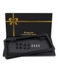 2 Pack Black License Plate Frame, Black Aluminum License Plate Cover, Matte License Plate Front and Rear 2 Packs. (2 Holes), Come with Screw Cap, Screw,Washer
