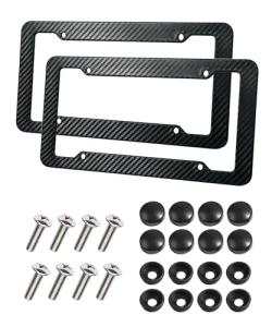 SCUARI 2PCS License Plate Frames,License Plate Cover,Car Accessories Carbon Fiber License Plate Frame,Licence Plate Frame Holder with Fasteners and Screws,Fit for Most America License Plate