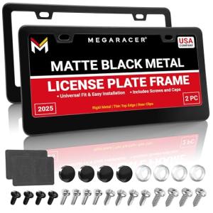 Matte Black License Plate Frames - 2 Pack