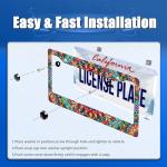 Boho License Plate Frame Beautiful Mandala Flowers License Plate Stainless Steel Funny License Plate Holder Hippie Car Accessories Decoration with 2 Screws Fits Standard Vehicles Size 12.3" x 6.3"