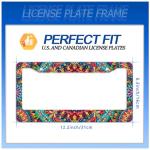 Boho License Plate Frame Beautiful Mandala Flowers License Plate Stainless Steel Funny License Plate Holder Hippie Car Accessories Decoration with 2 Screws Fits Standard Vehicles Size 12.3" x 6.3"