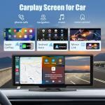Wireless Carplay Screen for Car, 10.26" HD Carplay and Android Auto Touch Screen, Portable Car Tablet with 4K Dash Cam, IPS Car Stereo with Backup Camera, GPS Navigation, Voice Control, Mirror Link