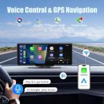 Wireless Carplay Screen for Car, 10.26" HD Carplay and Android Auto Touch Screen, Portable Car Tablet with 4K Dash Cam, IPS Car Stereo with Backup Camera, GPS Navigation, Voice Control, Mirror Link