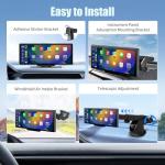 Wireless Carplay Screen for Car, 10.26" HD Carplay and Android Auto Touch Screen, Portable Car Tablet with 4K Dash Cam, IPS Car Stereo with Backup Camera, GPS Navigation, Voice Control, Mirror Link