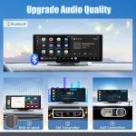 Wireless Carplay Screen for Car, 10.26" HD Carplay and Android Auto Touch Screen, Portable Car Tablet with 4K Dash Cam, IPS Car Stereo with Backup Camera, GPS Navigation, Voice Control, Mirror Link