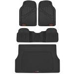 Motor Trend FlexTough Performance All Weather Rubber Car Floor Mats with Cargo Liner – Full Set Front & Rear Floor Mats for Cars Truck SUV, Automotive Floor Mats (Black)