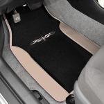 BDK carXS Fresh Two-Tone Carpet Floor Mats, Tribal Tattoo Design with Vinyl Trim for Car Sedan Truck SUV, Front & Rear Set of 4, Beige