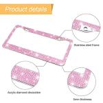Bling Car License Plate Frame, Handcrafted Crystal Stainless Steel, Sparkly, Durable, Universal Fit, Car Accessories for Girls, Women (Pink)