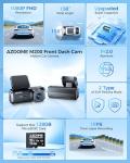 Azdome M200 Mini Dash Cam WiFi Dashcam, 1080P Front Dash Camera for Cars, Hidden Car Camera with 24H Parking Mode G-Sensor Night Vision, AZDOME APP, Loop Recording, Support 128GB Max, Easy to Install