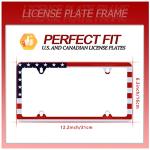 Classic American Flag License Plate Frame USA Flag License Plate Holder Stainless Steel Auto Parts Decoration with Screws for Men Women License Plate 4 Holes 1pcs