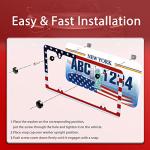 Classic American Flag License Plate Frame USA Flag License Plate Holder Stainless Steel Auto Parts Decoration with Screws for Men Women License Plate 4 Holes 1pcs