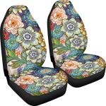 TOADDMOS Bright Blossoms Colorful Boho Floral Print Car Seat Covers for Women,Universal Auto Front Seats Protector Fits for Car,SUV Sedan,Truck