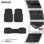 CAR PASS Heavy Rubber Car Floor Mats, Deep Waterproof Car Mats All Weather, Universal Trim-to Fit Automotive Floor Mats for Car SUV Truck Van, Durable Floor Liners Solid Black