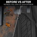 CAR PASS Heavy Rubber Car Floor Mats, Deep Waterproof Car Mats All Weather, Universal Trim-to Fit Automotive Floor Mats for Car SUV Truck Van, Durable Floor Liners Solid Black