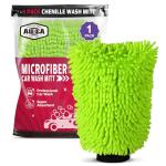 AIDEA Car Wash Mitt Microfiber, 1PK-Scratch-Free& Lint-Free, Premium Chenille Microfiber Mitt Car Wash Brush-Green Regular Size (7.12''X10.14'')