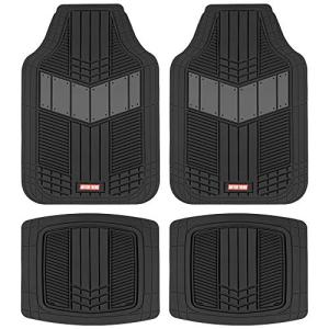MOTOR TREND DualFlex™ Rubber Car Floor Mats All Weather Waterproof 4-Piece Sporty Two-Tone Design Car Mats Full Set - Universal Trim-to-Fit Floor Mats for Car, SUV, & Trucks - Car Carpet Protector