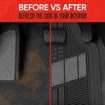 MOTOR TREND DualFlex™ Rubber Car Floor Mats All Weather Waterproof 4-Piece Sporty Two-Tone Design Car Mats Full Set - Universal Trim-to-Fit Floor Mats for Car, SUV, & Trucks - Car Carpet Protector