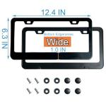 2PCS Matte Black License Plate Frames, 2 Holes Solid Rust-Proof Stainless Steel License Plate Holder, Lengnoyp Universal Car License Plate Cover for Women and Man with Screws Accessories
