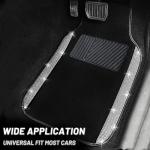 NBTEPEM Bling Car Floor Mats Full Set, Universal Fit Most Cars,SUV, Trucks, 4 pcs Sparkle Glitter Diamond Carpet for Women Girls with Anti-Slip Pad (Silver Diamond)