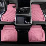 CAR PASS 4 Piece Leather Car Floor Mats -3D Cute Girly Waterproof All Weather Car Mat Full Set, Universal Trim to Fit & Anti-Slip Burr Bottom & Light Easy Clean for SUV Truck Auto Sedan Van(Pink)