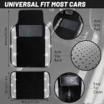 NBTEPEM Bling Car Floor Mats Full Set, Universal Fit Most Cars,SUV, Trucks, 4 pcs Sparkle Glitter Diamond Carpet for Women Girls with Anti-Slip Pad (Silver Diamond)
