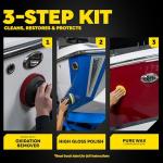 Meguiar's M4965 Marine/RV Fiberglass Restoration System, 3-Piece Marine Fiberglass Repair Kit Featuring Oxidation Remover for Boat Care Plus Boat Polish and Wax