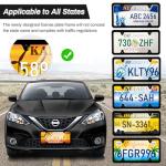 Alpmosn 2PCS Stainless Steel License Plate Frames, 4 Holes Car Licence Plate Covers with Screws Washers and Caps, Car Exterior Accessories, License Plate Holder for US Vehicles (Black)