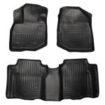 Husky Liners Weatherbeater Floor Mats | Fits 2009-2013 Honda Fit | Front & 2nd Row, 3-pc Black - 98491