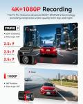 REDTIGER F4 Pro 4K Dash Cam Front and Rear, STARVIS 2 Sensor, 128GB Card Included, Built-in 5.8GHz WiFi6, 2.2inch Touch Screen Dash Camera for Cars, Voice Control, 24H Parking Mode