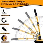 15°Curved Car Wash Brush with Long Handle 43" Extension Pole RV Truck Microfiber Cleaning Mop Auto SUV Wheel Boat Exterior Interior Detailing 2 in 1 Carwash Duster Not Hurt Paint Scratch Free