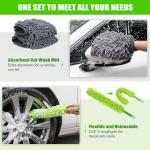 62'' Car Wash Brush with Long Handle Car Wash Mop Mitt Chenille Car Cleaning Kits Windshield Window Squeegee Car Duster Microfiber Towel Gloves for Cars RV SUV Truck 11PCS
