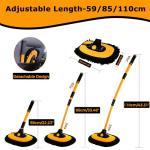 15°Curved Car Wash Brush with Long Handle 43" Extension Pole RV Truck Microfiber Cleaning Mop Auto SUV Wheel Boat Exterior Interior Detailing 2 in 1 Carwash Duster Not Hurt Paint Scratch Free