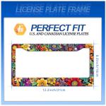 Bright Flowers Colorful Floral License Plate Frame Flower License Plate Stainless Steel Funny License Plate Holder for Women Cute Car Accessory Decoration 12.3" x 6.3"