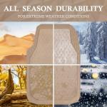 CAR PASS Beige Rubber Car Mats, All-Weather Floor Mats Full Set Durable Anti-Slip 3D Rhombus Waterproof Automotive Pad Trim to Fit Liner Universal Fit for Sedan SUV Truck Van, 4 Pcs All Beige Rubber