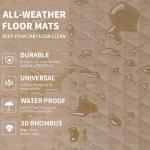 CAR PASS Beige Rubber Car Mats, All-Weather Floor Mats Full Set Durable Anti-Slip 3D Rhombus Waterproof Automotive Pad Trim to Fit Liner Universal Fit for Sedan SUV Truck Van, 4 Pcs All Beige Rubber