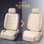 IVICY Faux Suede Car Seat Cover for Cars - Soft & Non-Slip - Front Car Seat Protector Covers for Most Automotive, Vans, SUVs, Trucks - 1 Unit - Light Beige