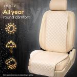 IVICY Faux Suede Car Seat Cover for Cars - Soft & Non-Slip - Front Car Seat Protector Covers for Most Automotive, Vans, SUVs, Trucks - 1 Unit - Light Beige