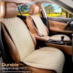 IVICY Faux Suede Car Seat Cover for Cars - Soft & Non-Slip - Front Car Seat Protector Covers for Most Automotive, Vans, SUVs, Trucks - 1 Unit - Light Beige