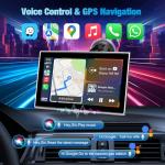 7" Portable Wireless CarPlay Screen for Car – Apple CarPlay & Android Auto, HD Touch Screen Car Stereo, Bluetooth, GPS Navigation, Voice Control, Plug-and-Play with FM/AUX/Mirror Link (Silver)