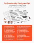 VEVOR Mechanics Tool Set and Socket Set, 450 Pcs, 1/4, 3/8 and 1/2 inch Drive Deep and Standard Sockets, SAE Metric Mechanic Tool Kit with Bits, Wrenches, Accessories, Storage Case with Orange Drawer