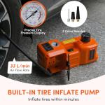 Electric Car Jack Kit 5 Ton 12V Floor Jack Portable Hydraulic Car Jack with Impact Wrench and Tire Inflator Pump for SUV Sedans Tire Change with LED Light, Lifting Height 6 to 17.7 Inch