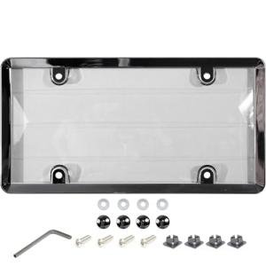 Clear Cover License Plate Frame with Chrome Trim
