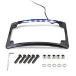 Curved LED License Plate Frame with Light Compatible with Harley Davidson 4" x 7" License Plate (Black)