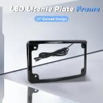 Curved LED License Plate Frame with Light Compatible with Harley Davidson 4" x 7" License Plate (Black)